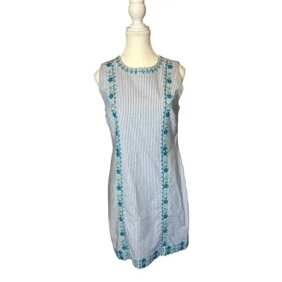 Vineyard Vines | Dresses | Vineyard Vines Bluewhite Pop Embroidered Floral  Trimmed Shift Dress 4